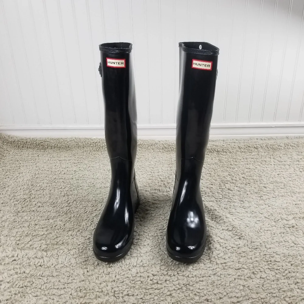 Hunter Black Gloss Tall Rain Boots